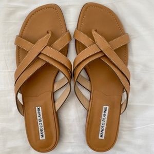 Manolo Blahnik cross strap sandals